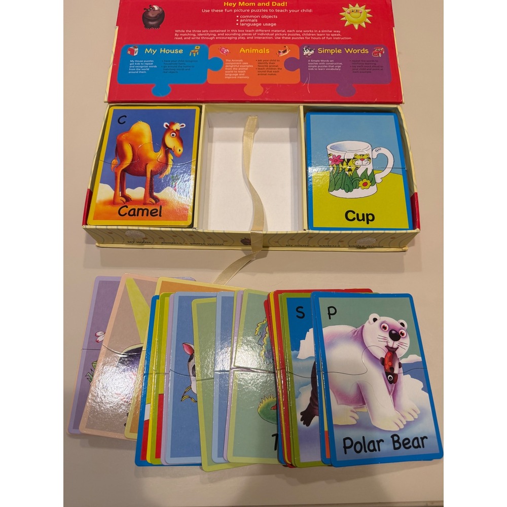 First Words Puzzle Set Kids Educational Learning Game Animals House Simple Words - Picture 6 of 7